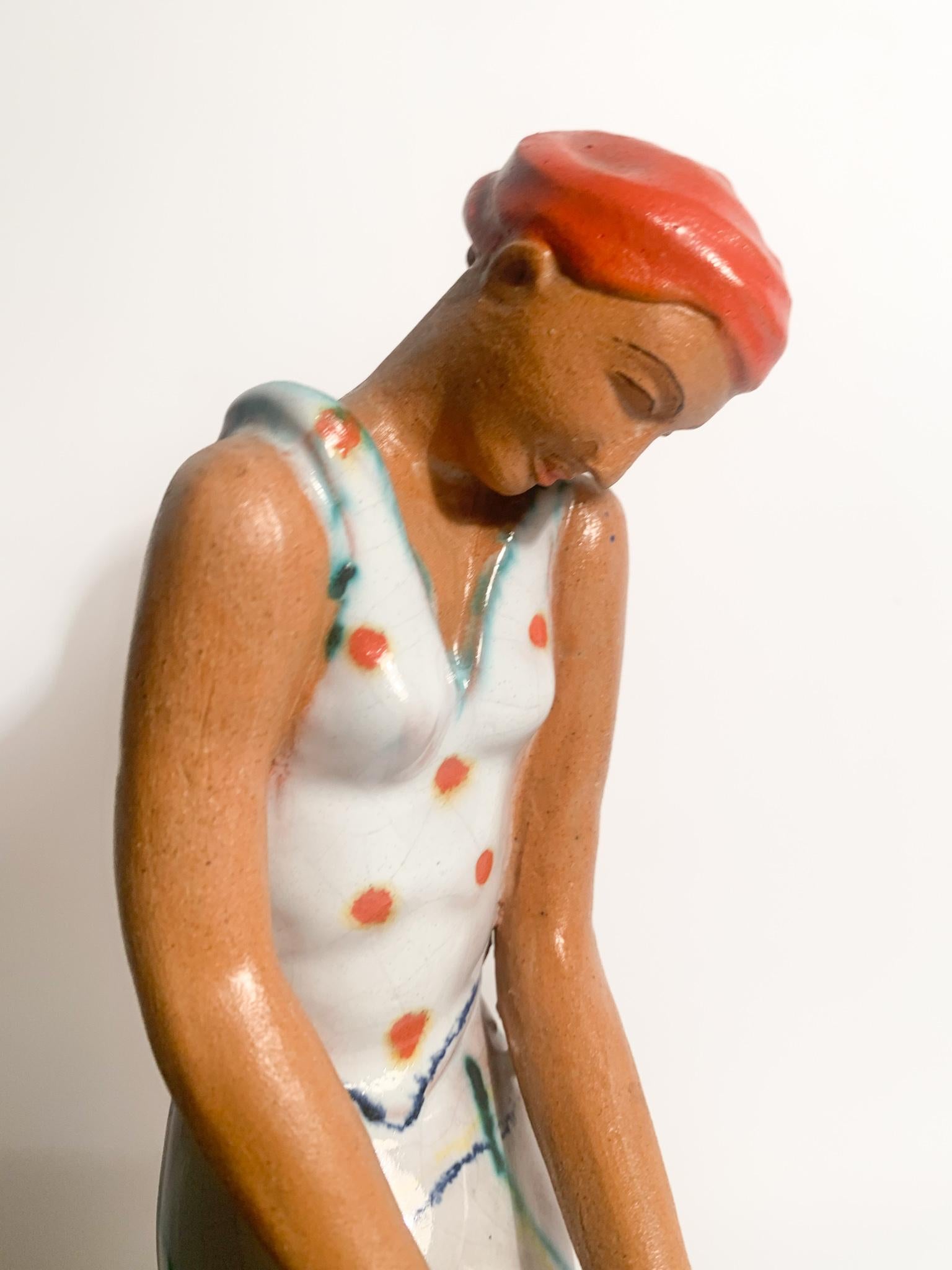 Statuina Decò di Dama in Ceramica di Brandi Anni 40 3