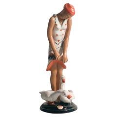 Statuina Decò di Dama in Ceramica di Brandi Anni 40