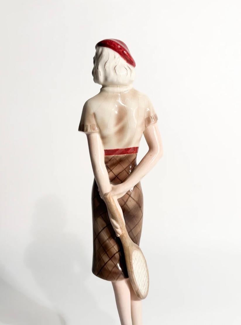 Goldscheider Estatuilla de cerámica de tenista por Stefan Dakon Años 30 Cerámico en venta