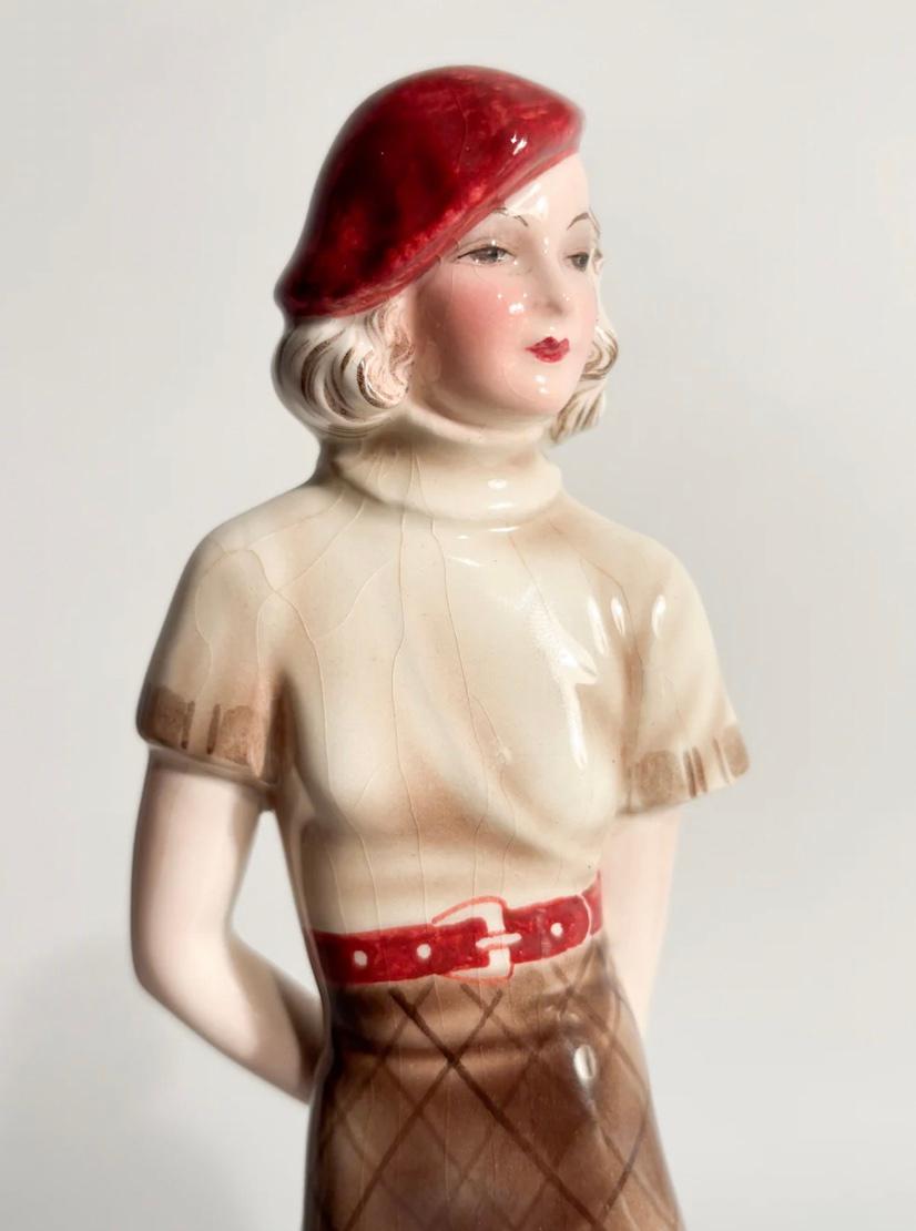 Goldscheider Estatuilla de cerámica de tenista por Stefan Dakon Años 30 en venta 1