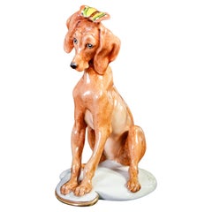 Statuina in porcellana dipinta a mano Giuseppe CAPPÉ Cagnolino. Italia, 1959