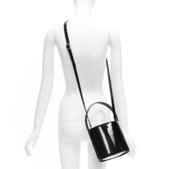 STAUD Bissett black patent leather drawstring shoulder bucket bag