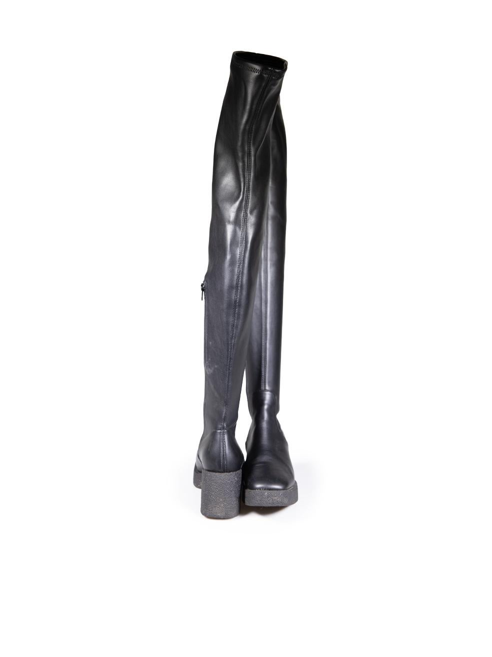 STAUD Black Leather Cy Over The Knee Boots Size IT 39 In Good Condition For Sale In London, GB