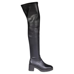 STAUD Black Leather Cy Over The Knee Boots Size IT 39