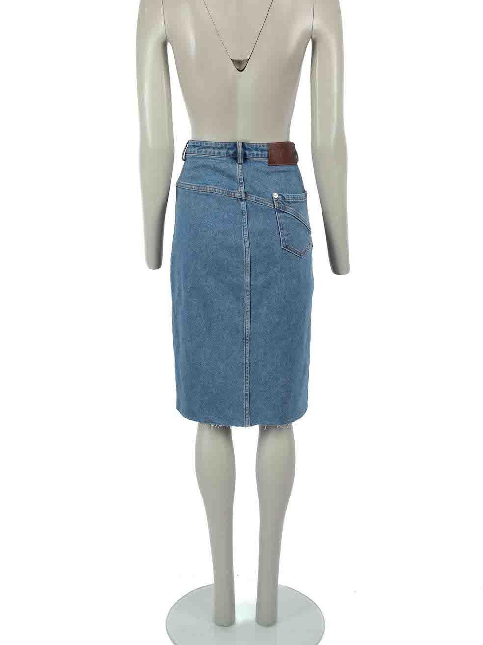 STAUD Blue Denim Knee Length Skirt Size XL In Excellent Condition For Sale In London, GB