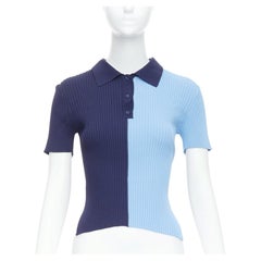 STAUD Brice blu a coste bicolore con spacchi laterali polo aderente M. I.