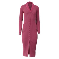 Staud Celina Ribbed-Knit Midi Dress in Pink Viscose