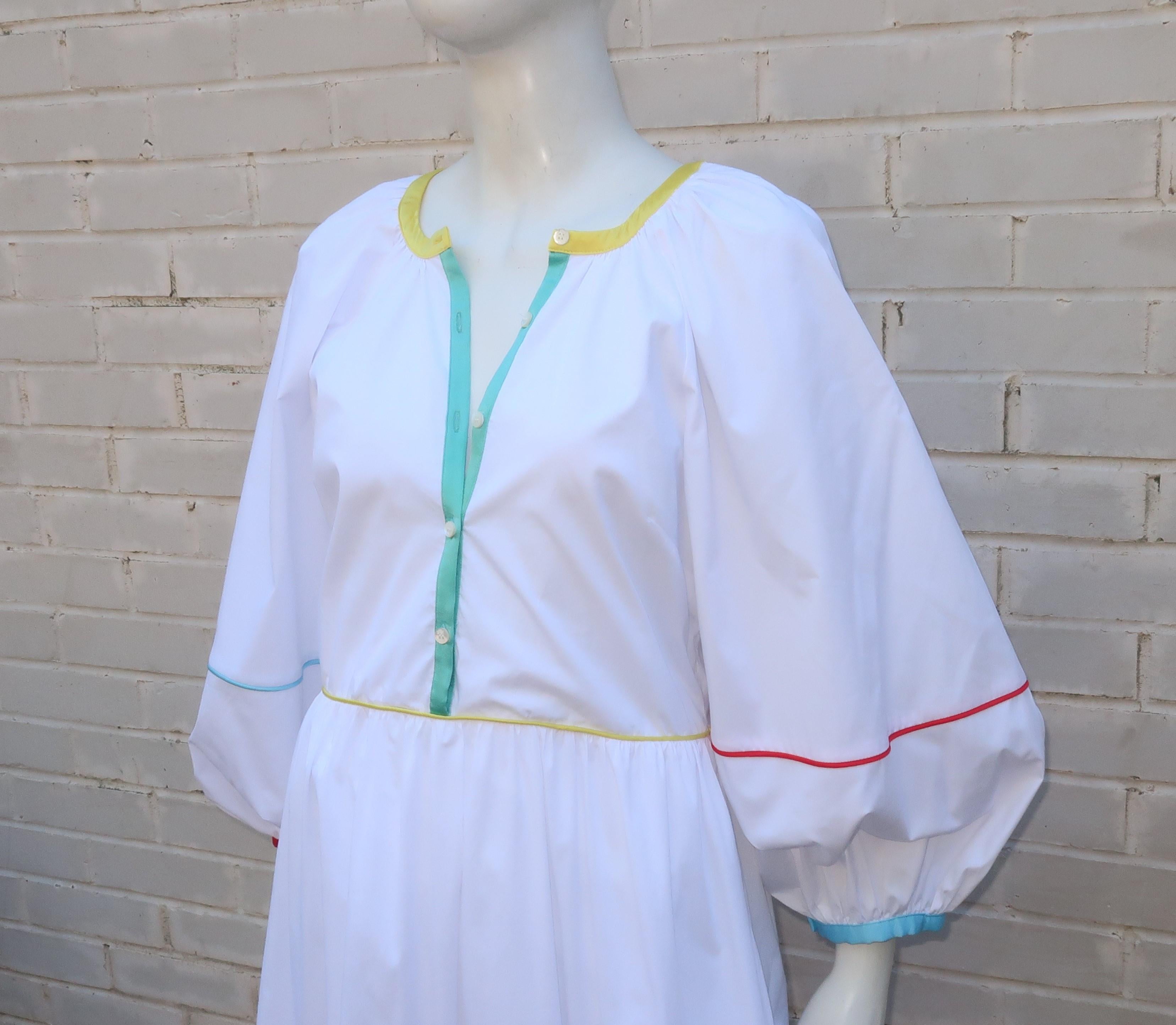 Blue Staud Cotton Peasant Maxi Dress