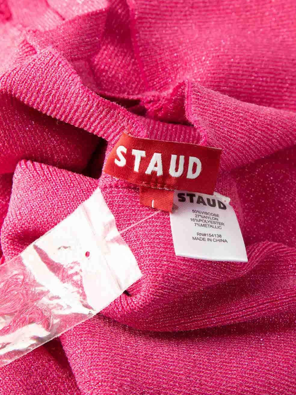 Women's STAUD Hot Pink Bodycon Midi Dress Size L For Sale
