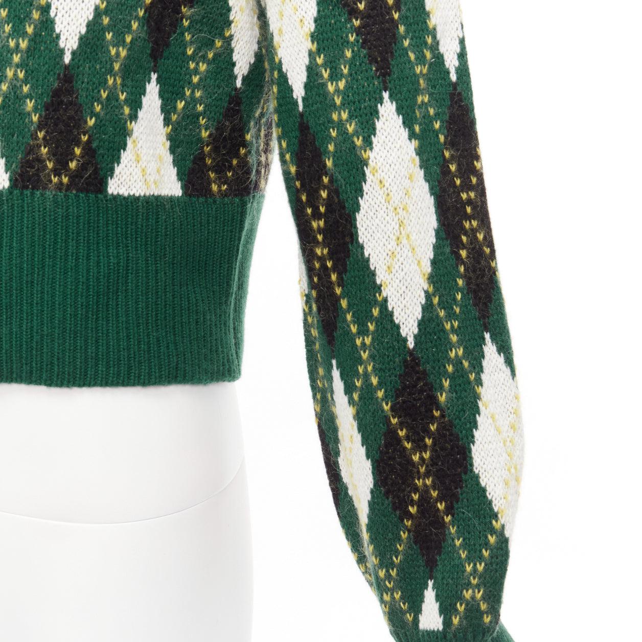 STAUD Knave green black Argyle cotton wool sweater vest cardigan twin set XS 5