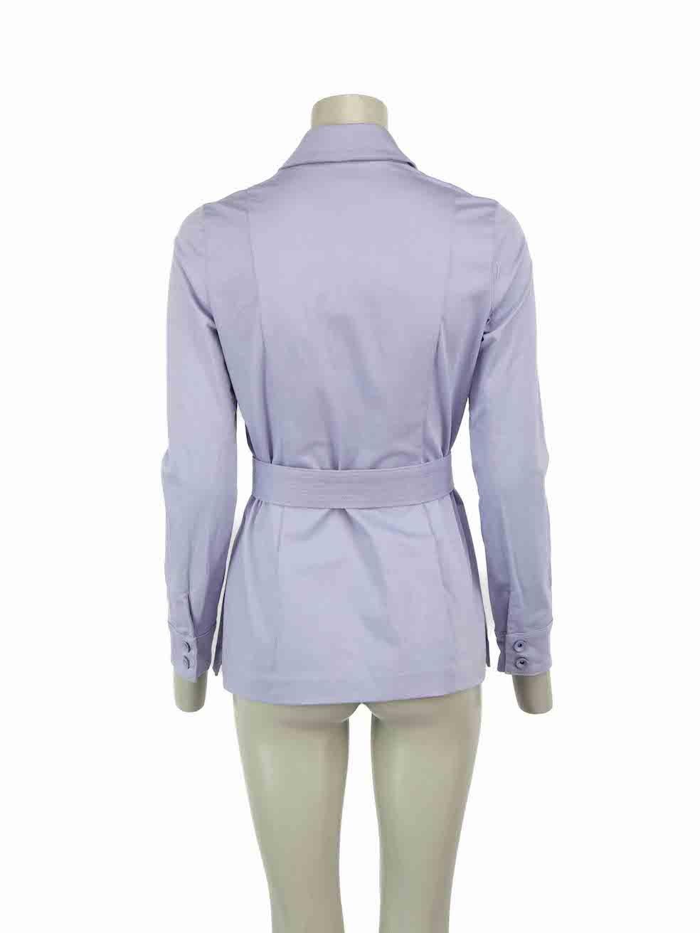 STAUD Lilac Belted Button Down Collar Jacket Size XS In New Condition For Sale In London, GB