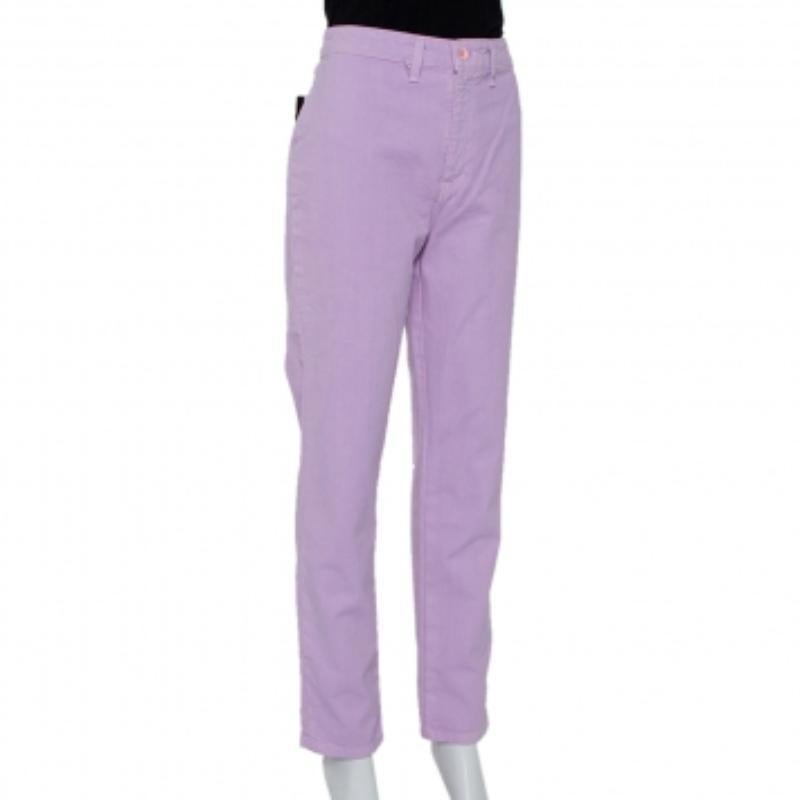 STAUD Lilac Denim Contrast Pocket Detail High Rise Jeans M For Sale 1