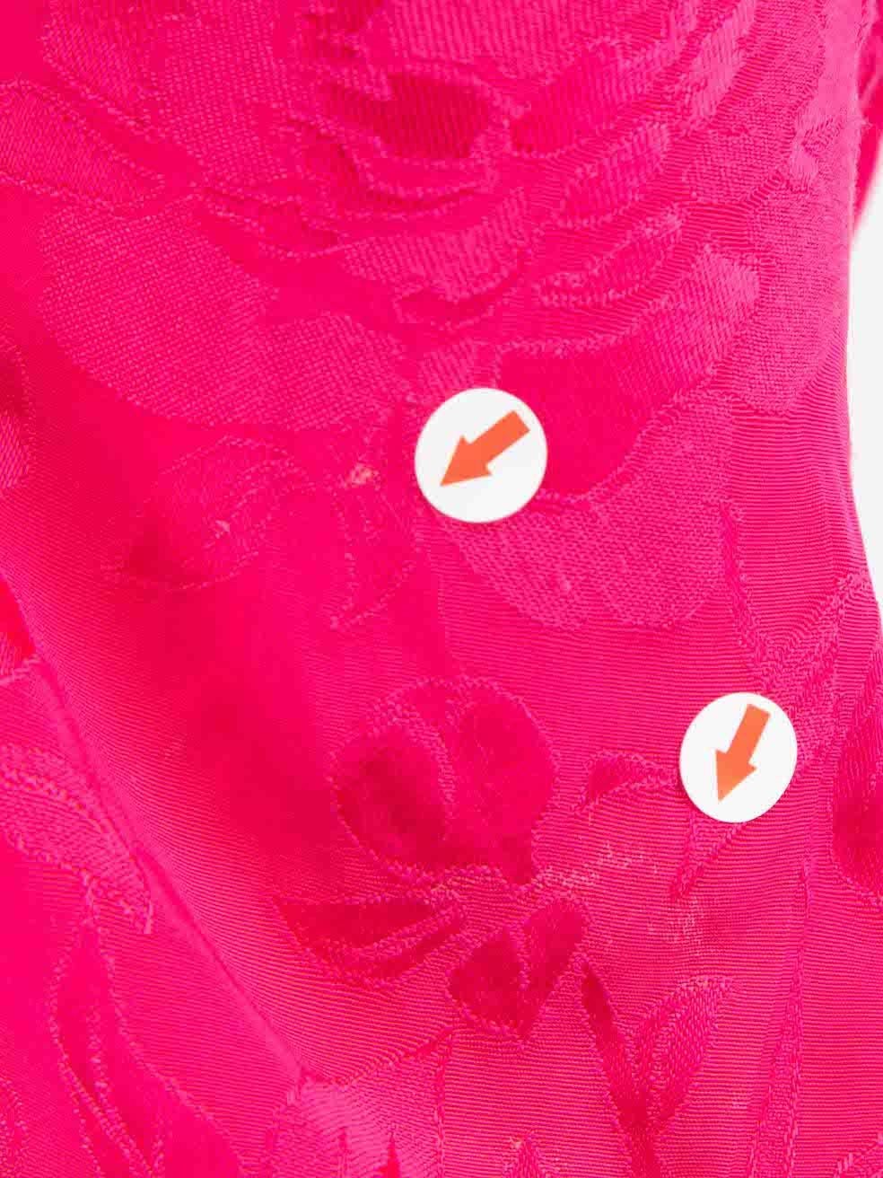 STAUD Pink Floral Jacquard Ruched Top Size M In Good Condition For Sale In London, GB