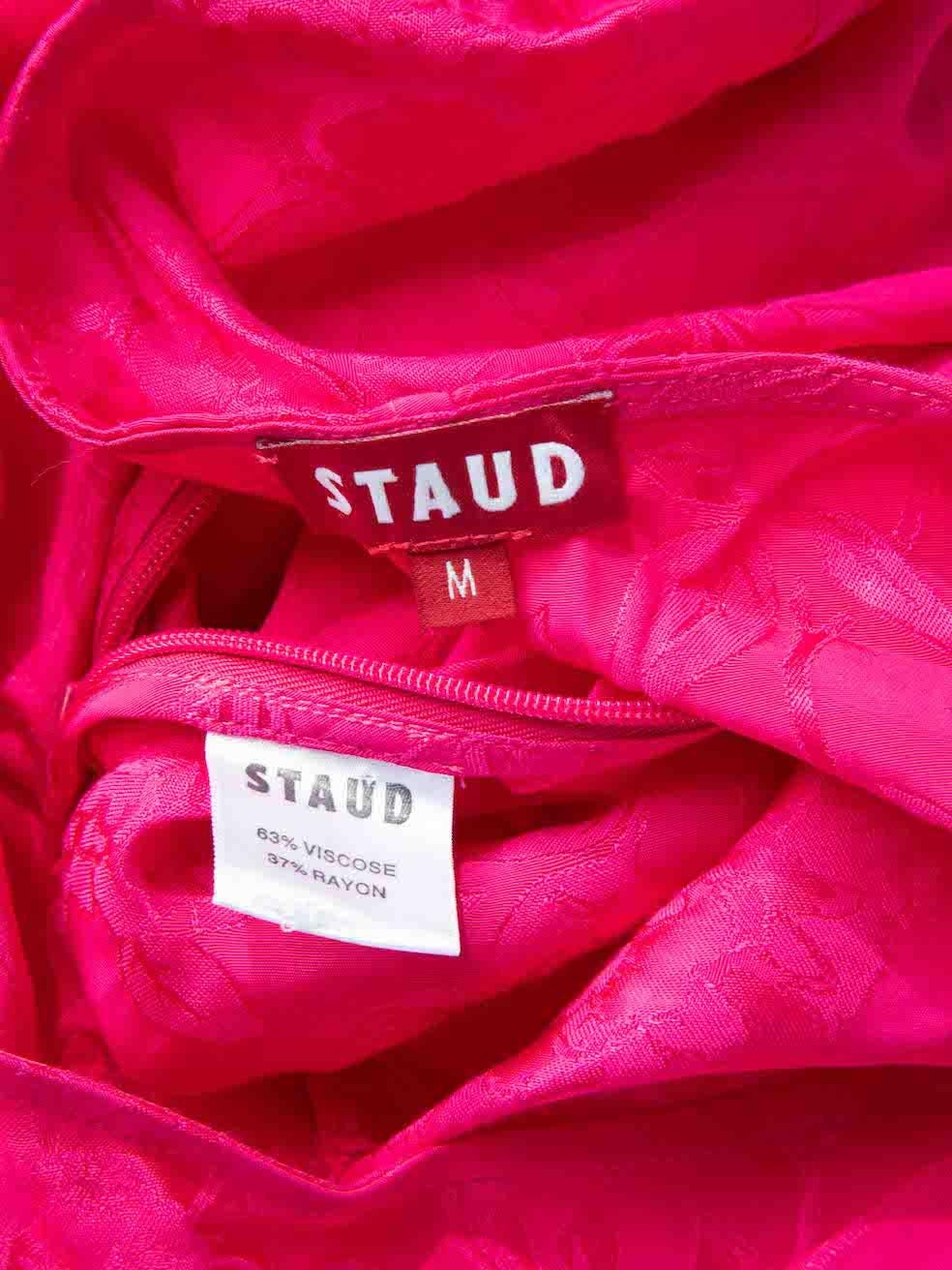 Women's STAUD Pink Floral Jacquard Ruched Top Size M For Sale