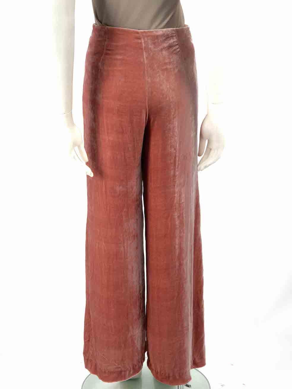 Orange STAUD Pink Velvet Wild Leg Trousers Size XS For Sale