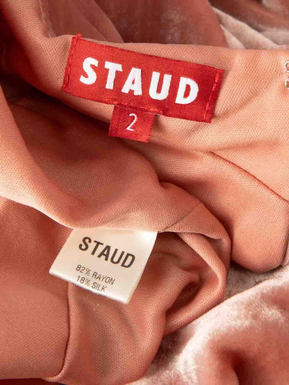 Women's STAUD Pink Velvet Wild Leg Trousers Size XS For Sale