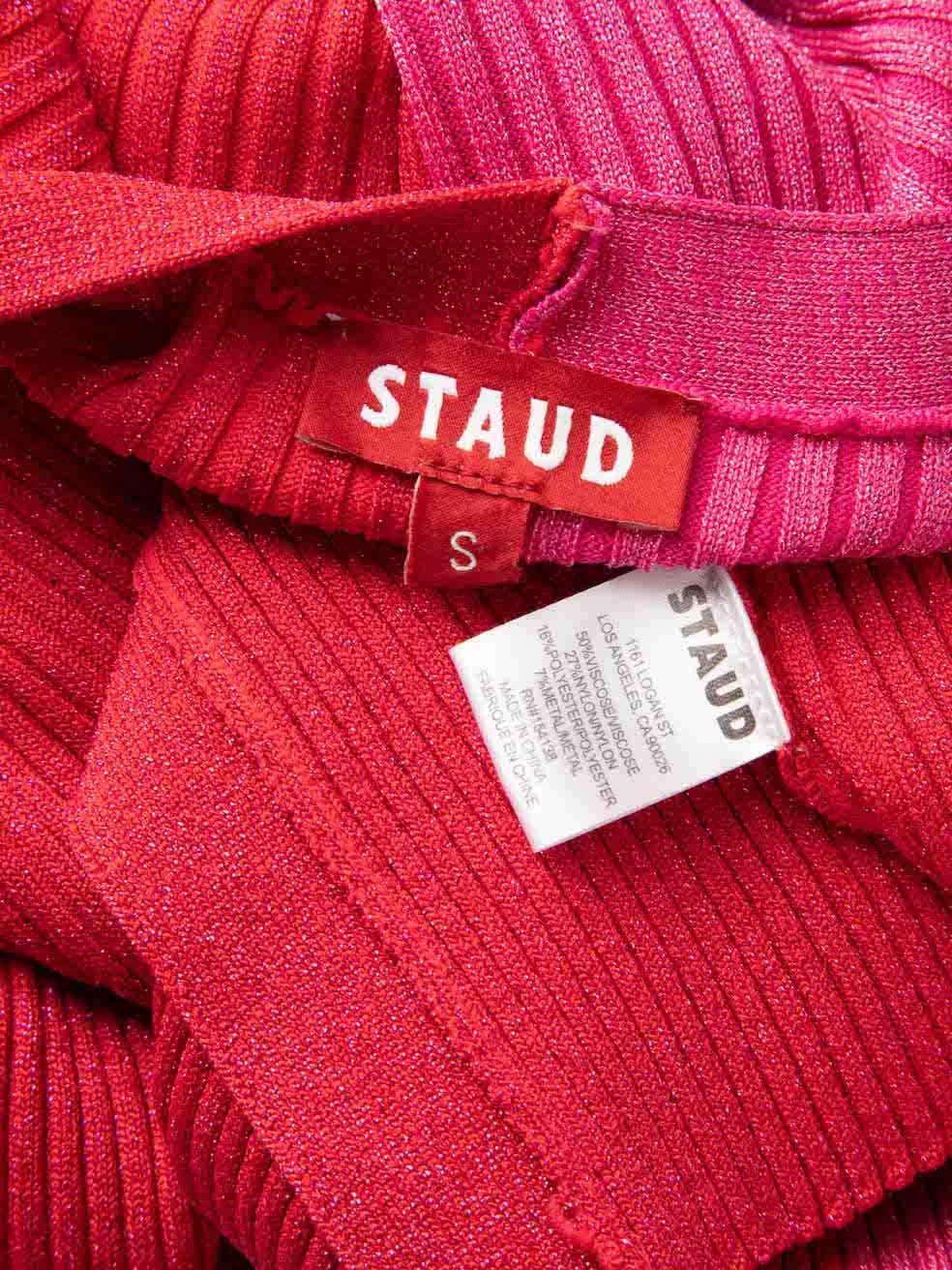Women's STAUD Red & Pink Metallic Knitted Midi Dress Size S