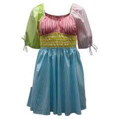 Staud Topsail Striped Colorblock Mini Dress in Multicolor Cotton