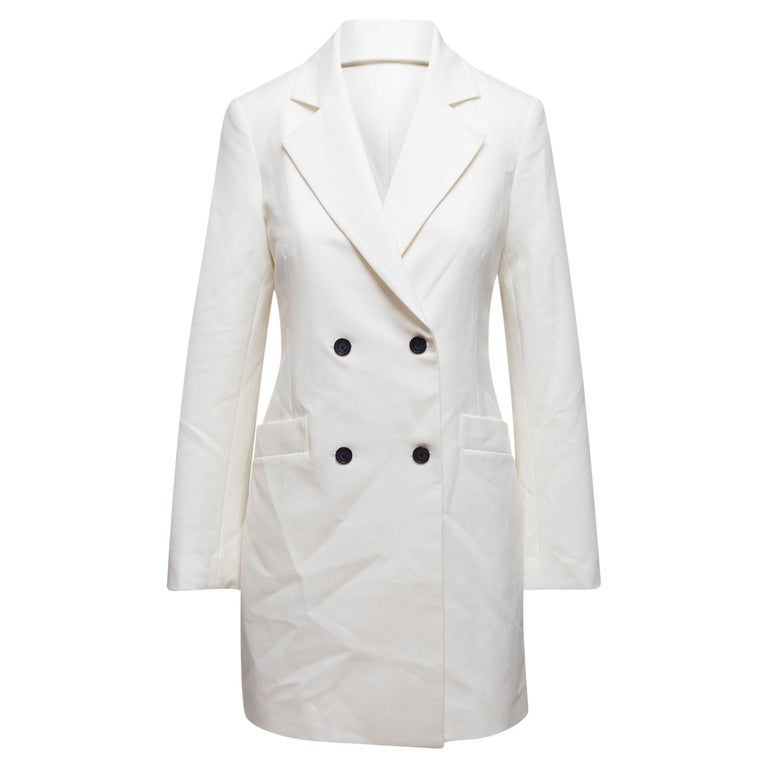 Staud White DoubleBreasted Longline Blazer For Sale at 1stDibs
