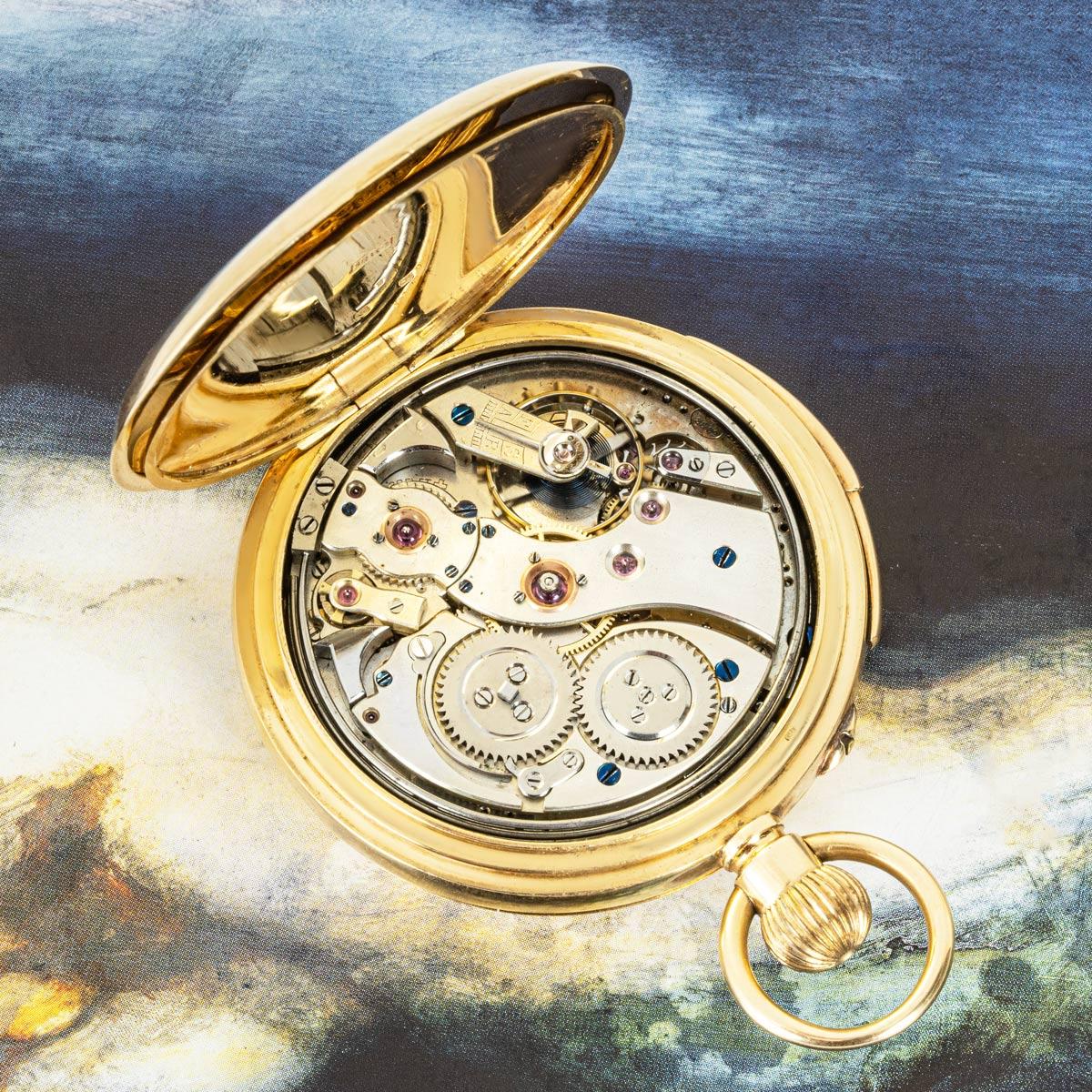 Stauffer & Co. Gold Minute Repeater Full Hunter Pocket Watch C1900 For Sale 6