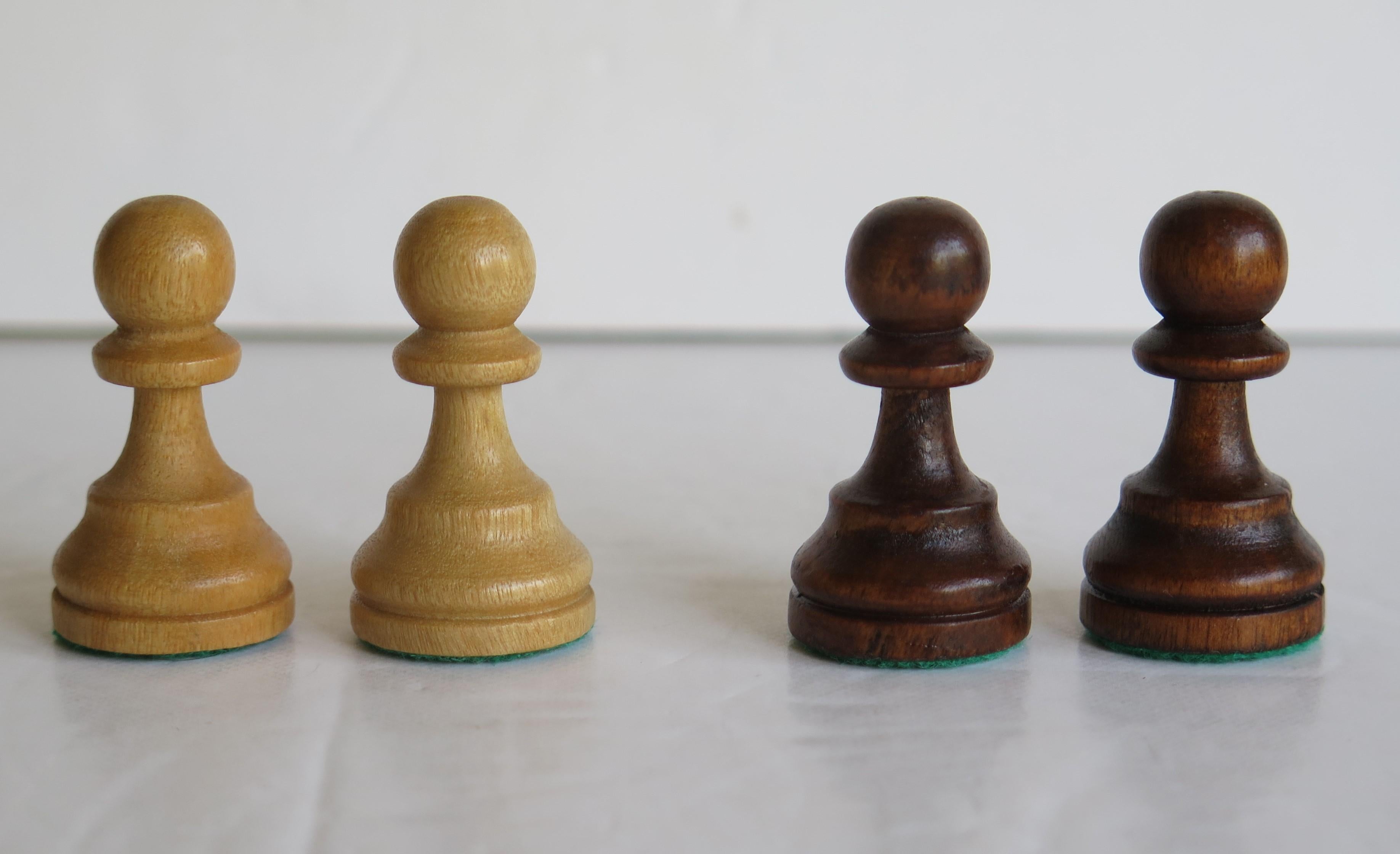 Staunton 3.5 Hardwood Weighted Chess Set Original Box 3.5inch Kings, Ca 1950 2