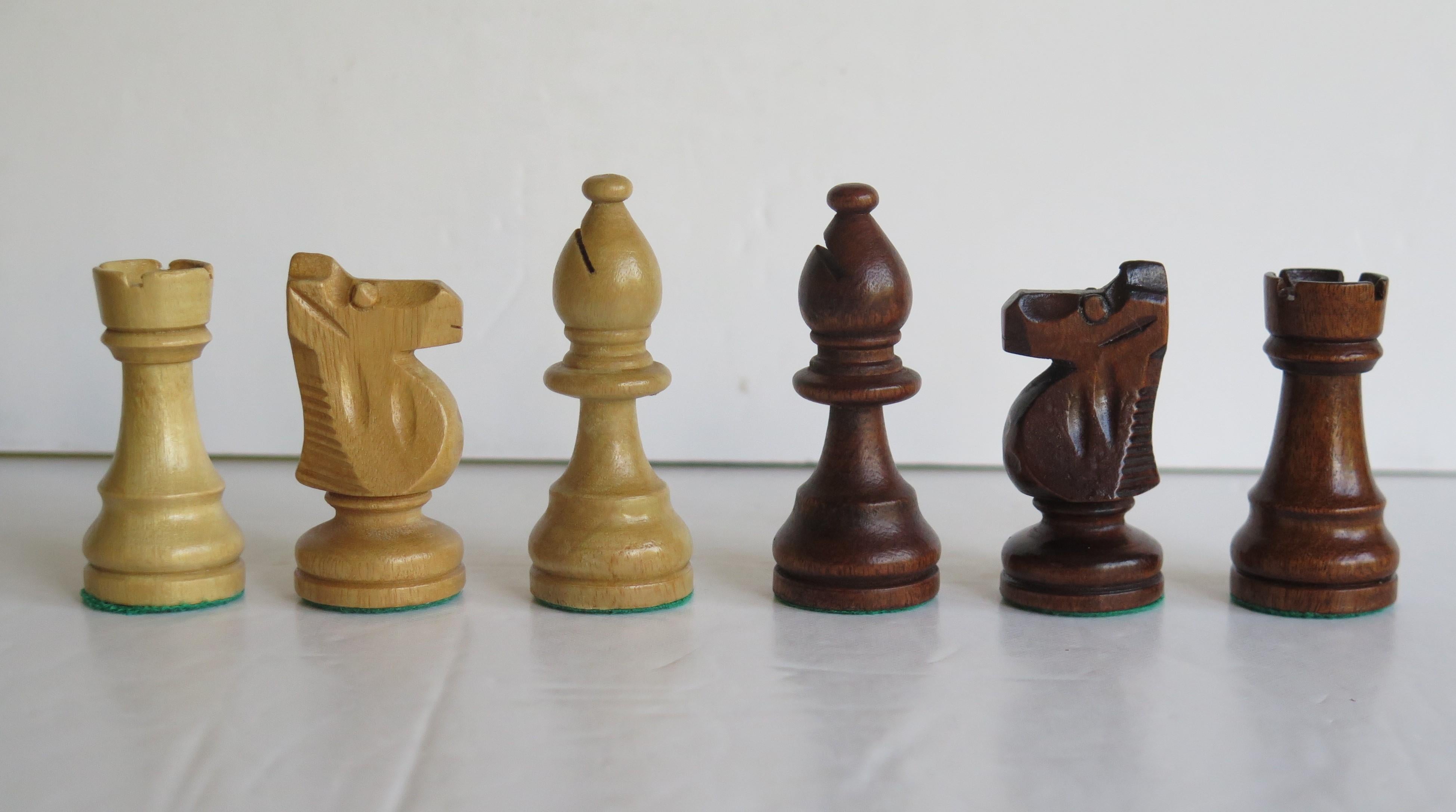 Staunton 3.5 Hardwood Weighted Chess Set Original Box 3.5inch Kings, Ca 1950 1