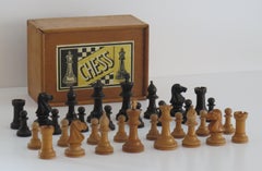 Staunton Fierce Knight Weighted Chess Set Kings in Jointed Box, 19th Century