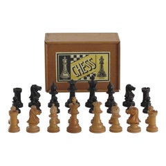 Staunton Fierce Knight Weighted Chess Set Kings in Jointed Box, 19th Century