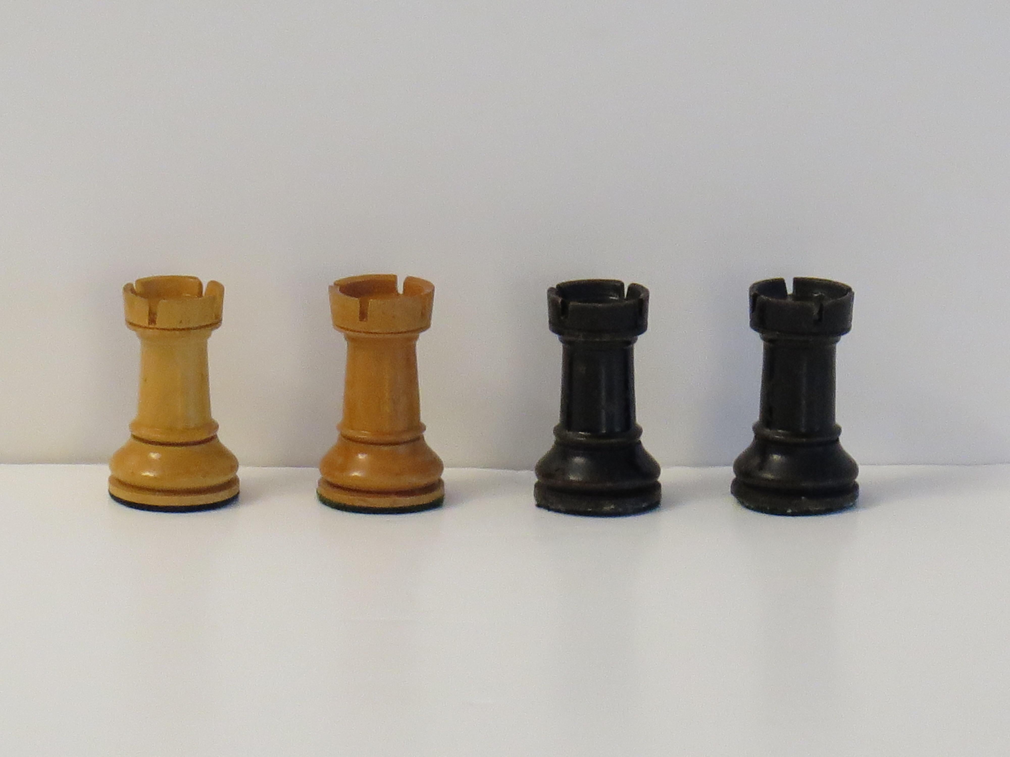 Staunton Fierce Knight Weighted Club Chess Set 8.5cm Kings Jointed Box, 19th C For Sale 4