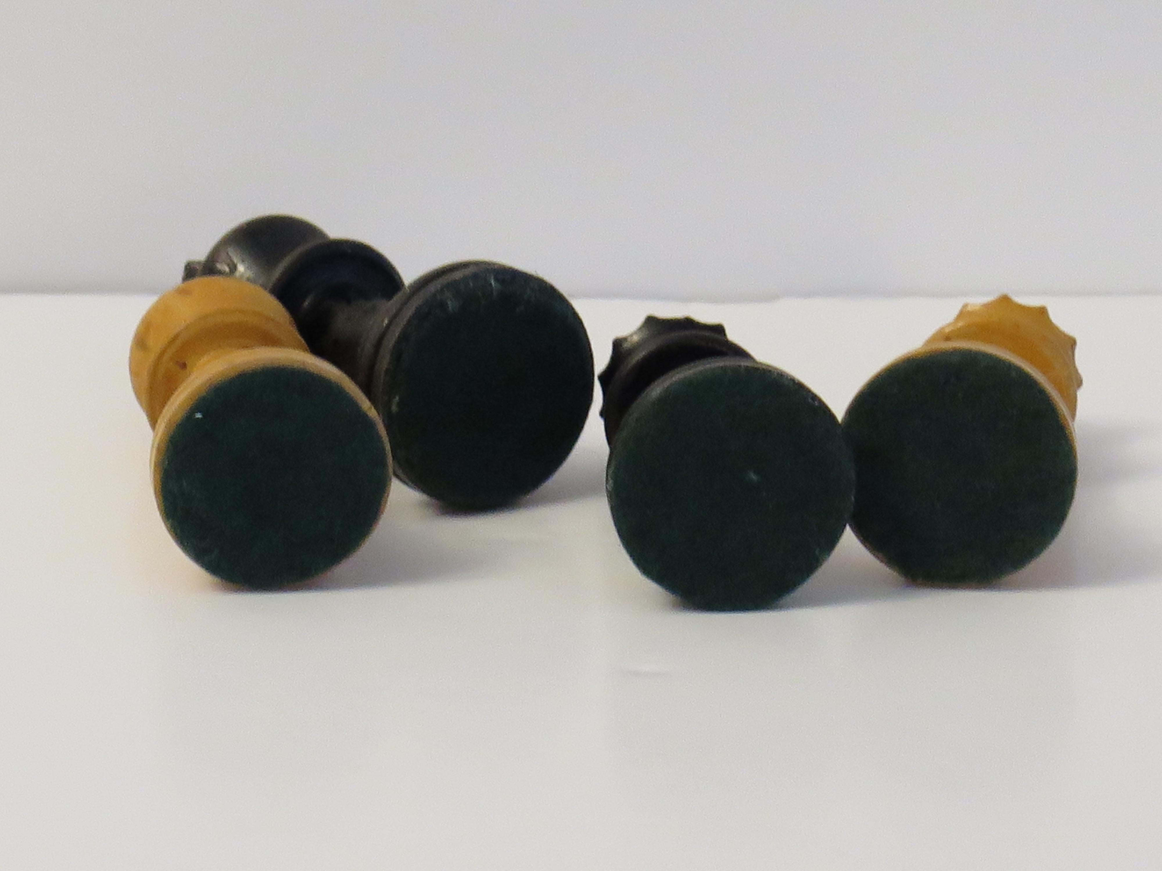 Staunton Fierce Knight Weighted Club Chess Set 8.5cm Kings Jointed Box, 19th C For Sale 6