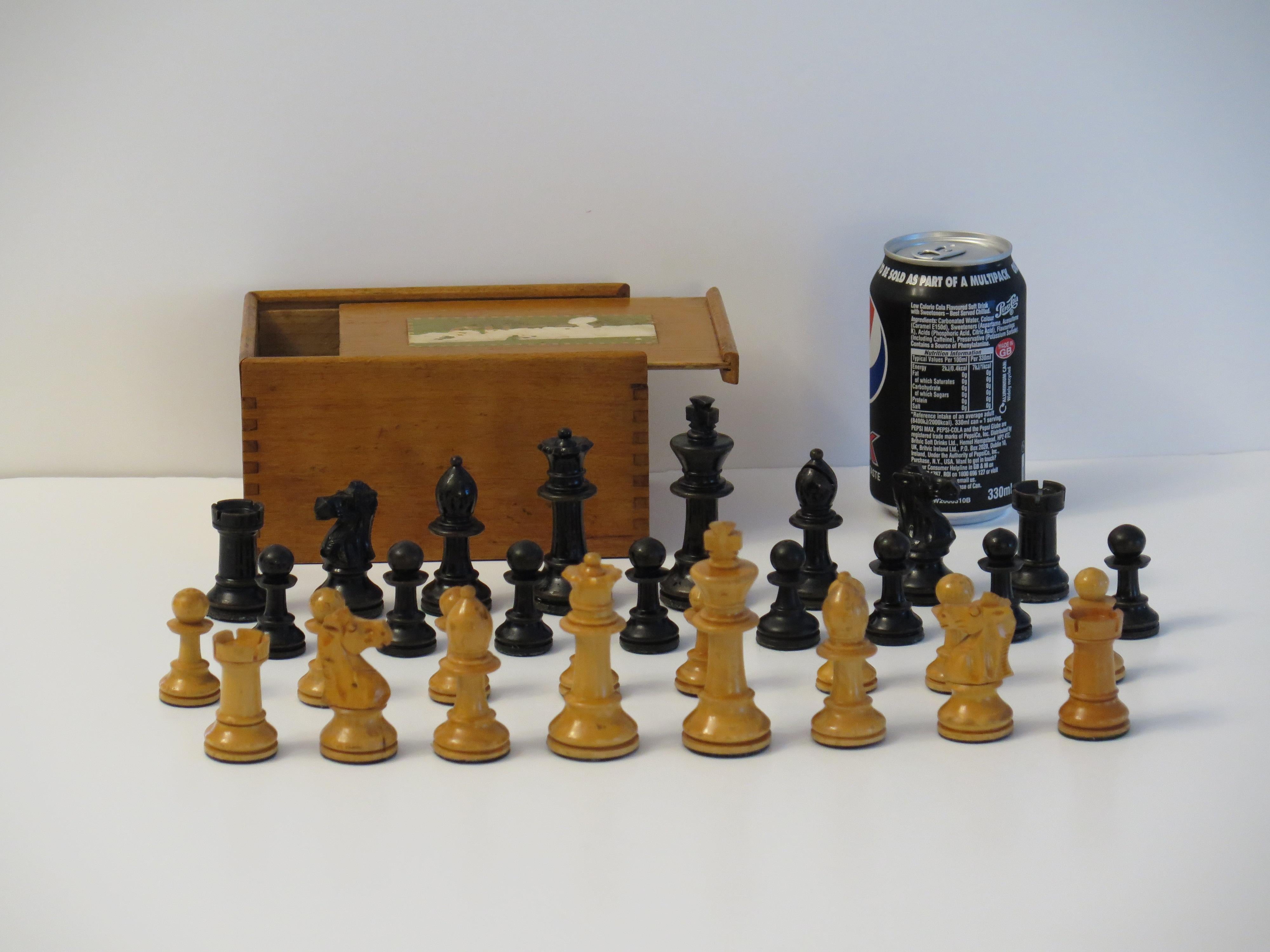 Staunton Fierce Knight Weighted Club Chess Set 8.5cm Kings Jointed Box, 19th C For Sale 7