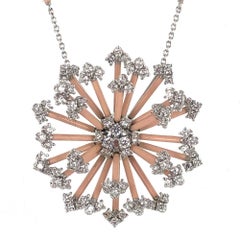 Staurino Fratelli Diamond Enamel Snowflake Pendant Diamond Station Necklace