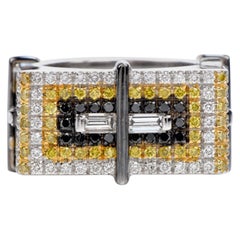 Staurino Fratelli Fancy Yellow Diamond 18K Gold Rectangle Cocktail Ring