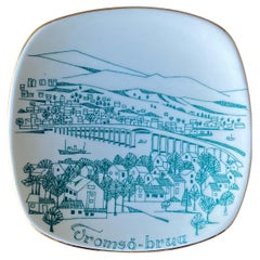 Stavangerflint Keramik Tromsø-Brua Tablett / Teller, Norwegen, um 1960