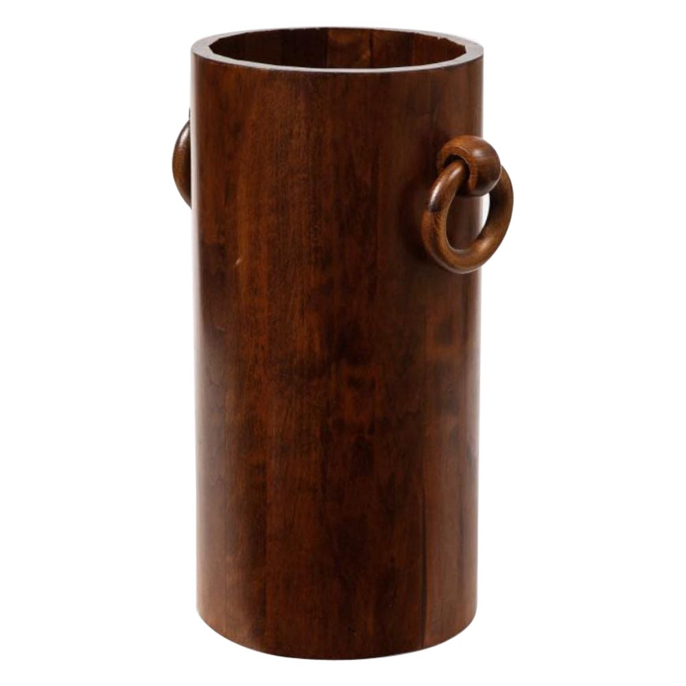 Portaombrelli rotondo in noce Art Deco con maniglie, circa 1930