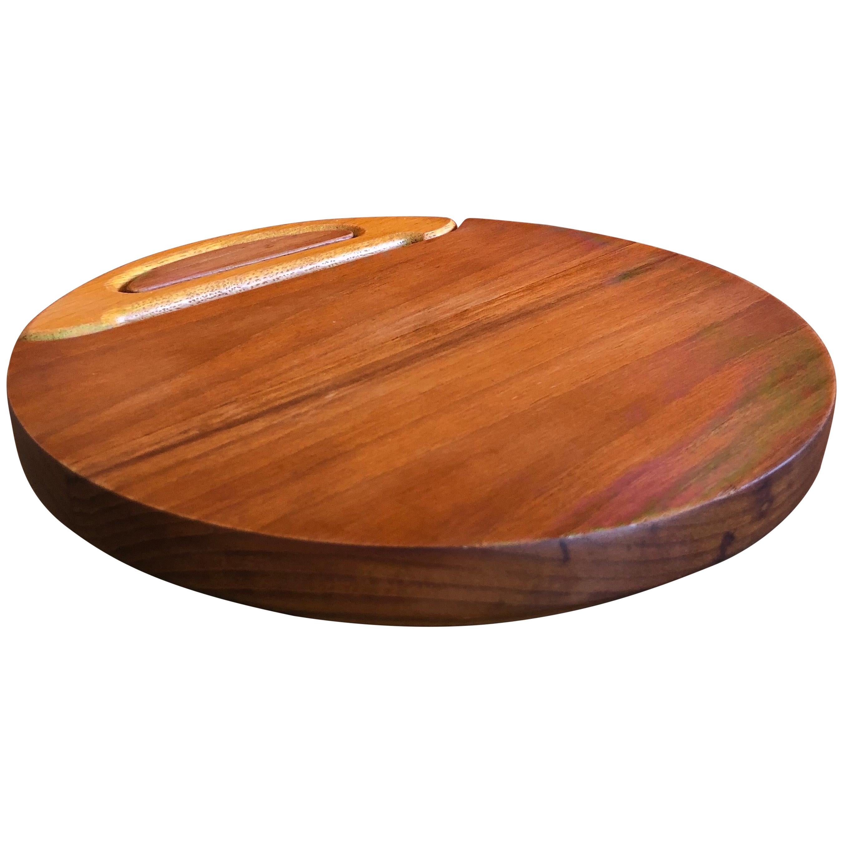 Staved Teak Cheese Board with Cutter by Jens Quistgaard for Dansk