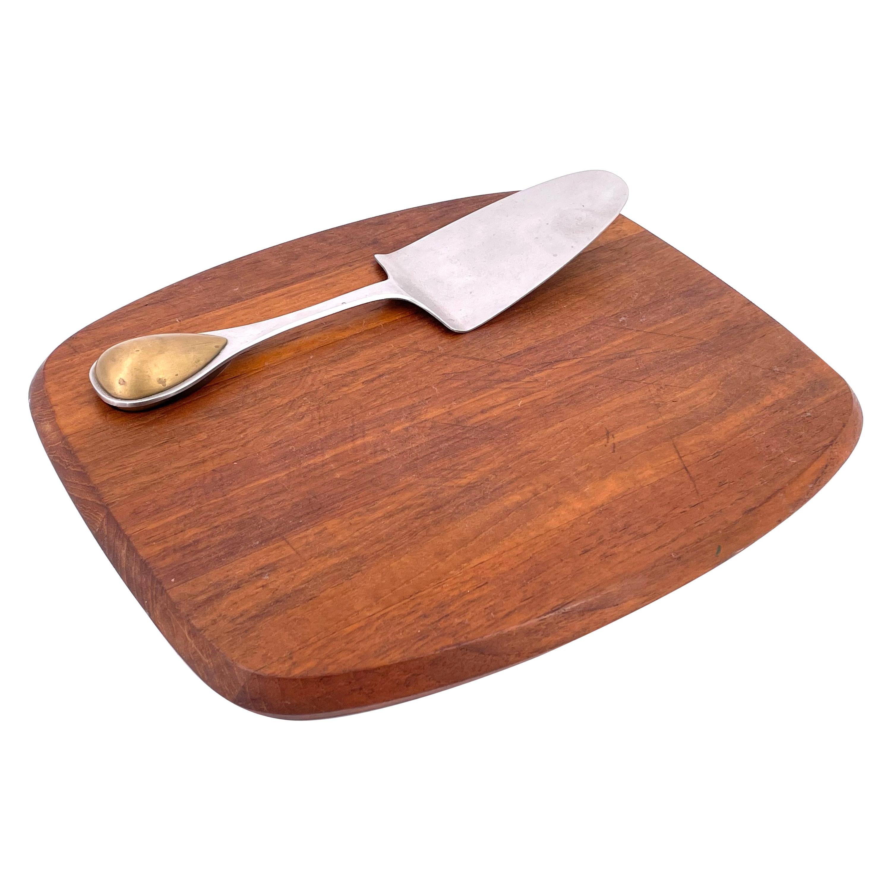 Staved Teak Cheese Board with Cutter by Vivianna Torun for Dansk