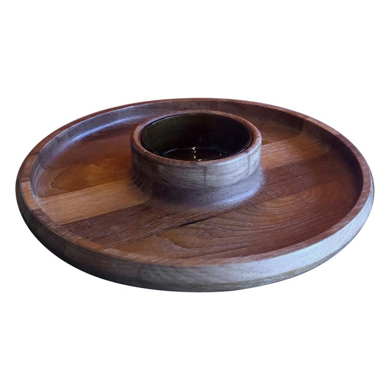 Staved Teak Chip and Dip Tray by Jens Quistgaard for Dansk For Sale