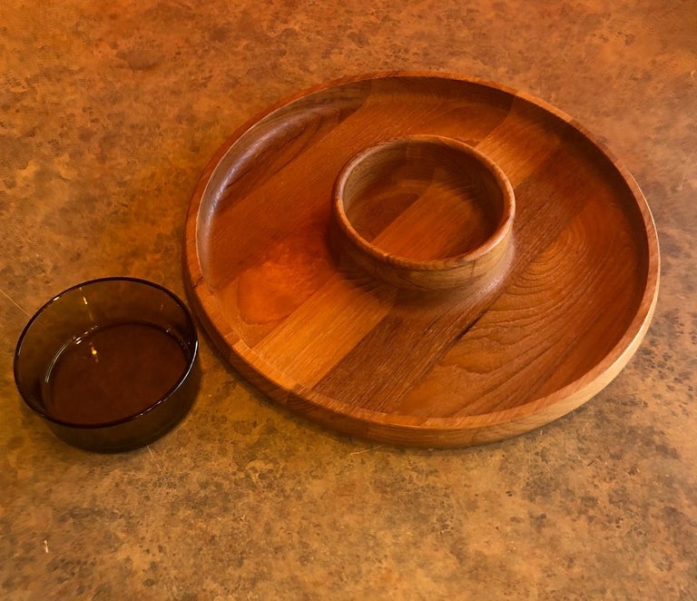 Danish Staved Teak Chip and Dip Tray by Jens Quistgaard for Dansk For Sale