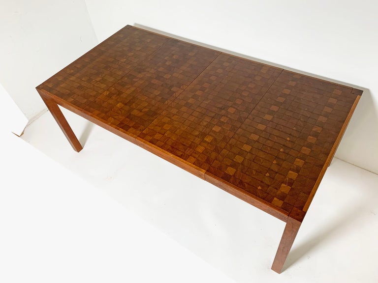 Staved Teak Dining Table with Two Leaves, Circa 1960s For Sale at 1stDibs
