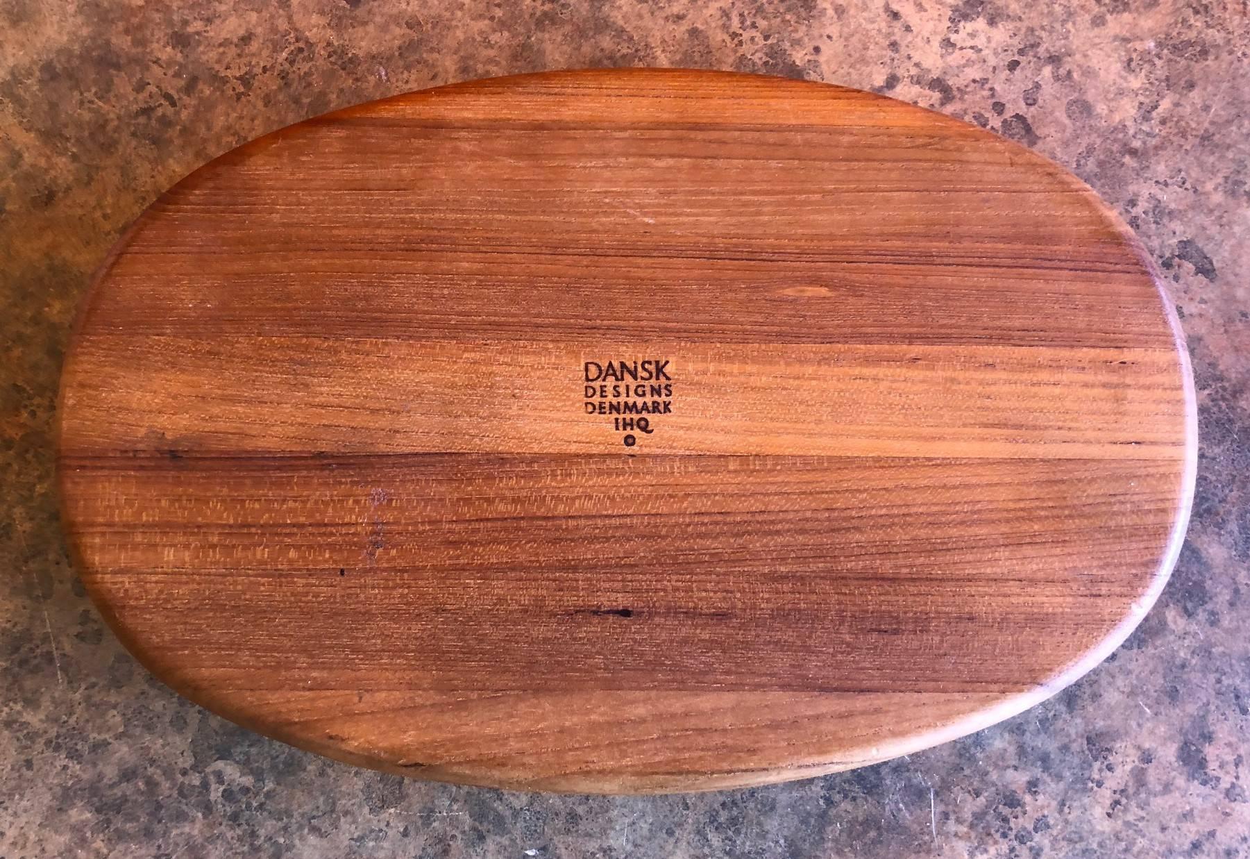 Staved Teak Double Bowl by Jens Quistgaard for Dansk In Excellent Condition In San Diego, CA