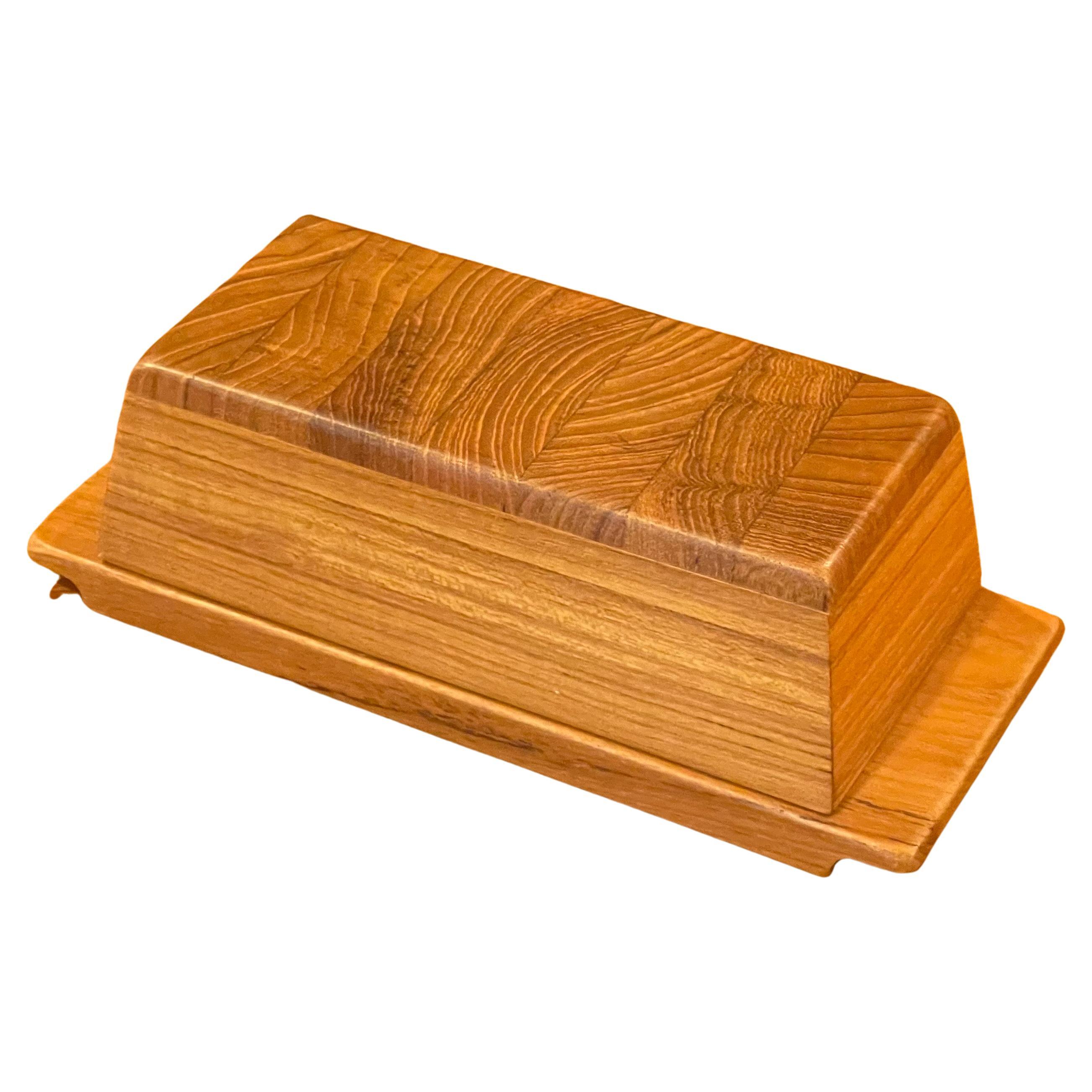 Staved Teak Lidded Butter Box / Container by Sigvard Nilsson for Sowe Konst For Sale 8
