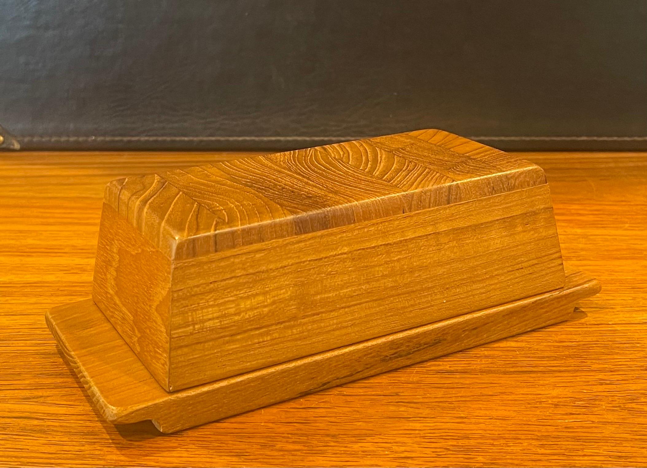 Scandinavian Modern Staved Teak Lidded Butter Box / Container by Sigvard Nilsson for Sowe Konst For Sale