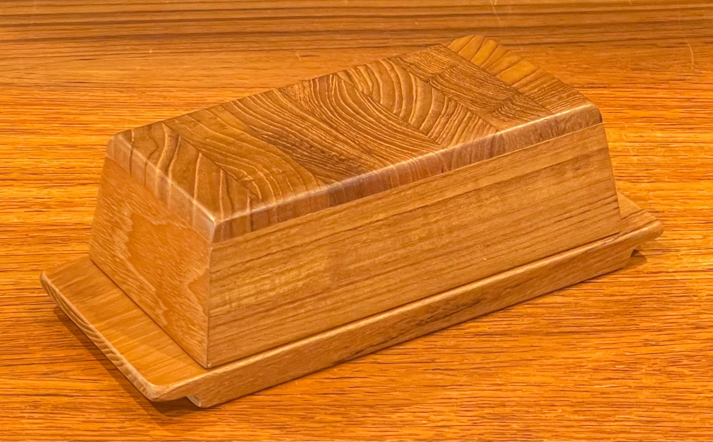 Swedish Staved Teak Lidded Butter Box / Container by Sigvard Nilsson for Sowe Konst For Sale