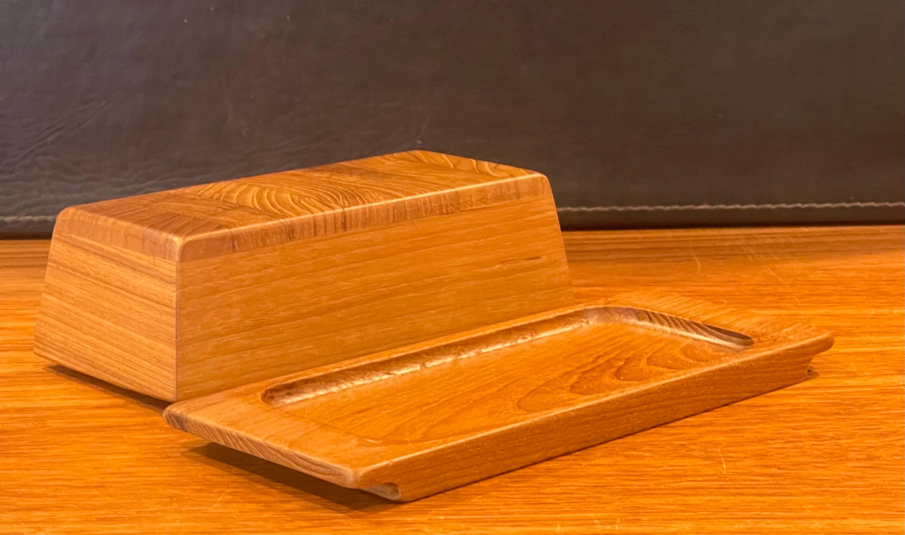 Staved Teak Lidded Butter Box / Container by Sigvard Nilsson for Sowe Konst For Sale 2