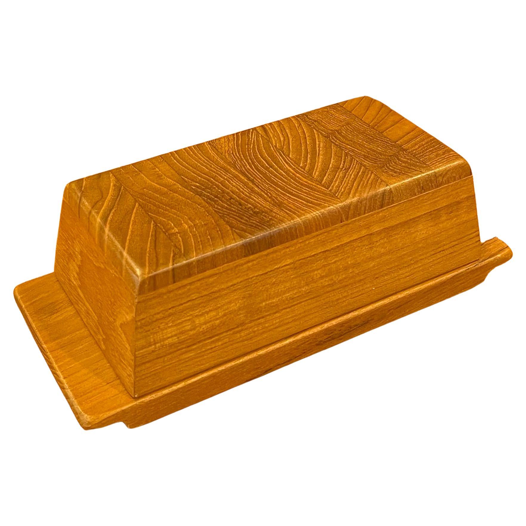 Staved Teak Lidded Butter Box / Container by Sigvard Nilsson for Sowe Konst For Sale