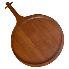Retro Staved Teak Tray or Cutting Board by Sigvard Nilsson for a.B. Sowe Konst