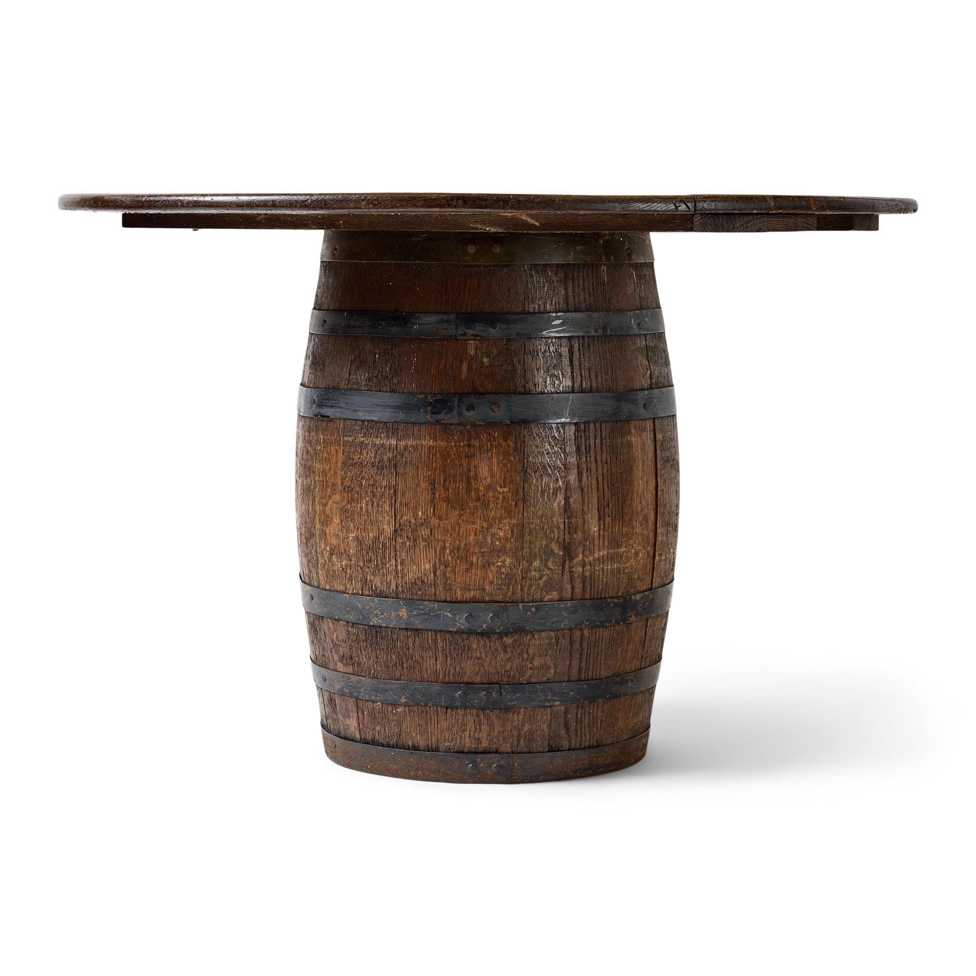 American Staved Wood & Iron Barrel Table for Old Hickory For Sale