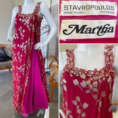 Stavropoulos for Martha Park Avenue 1970's Flowing Metallic Silk Evening Dress