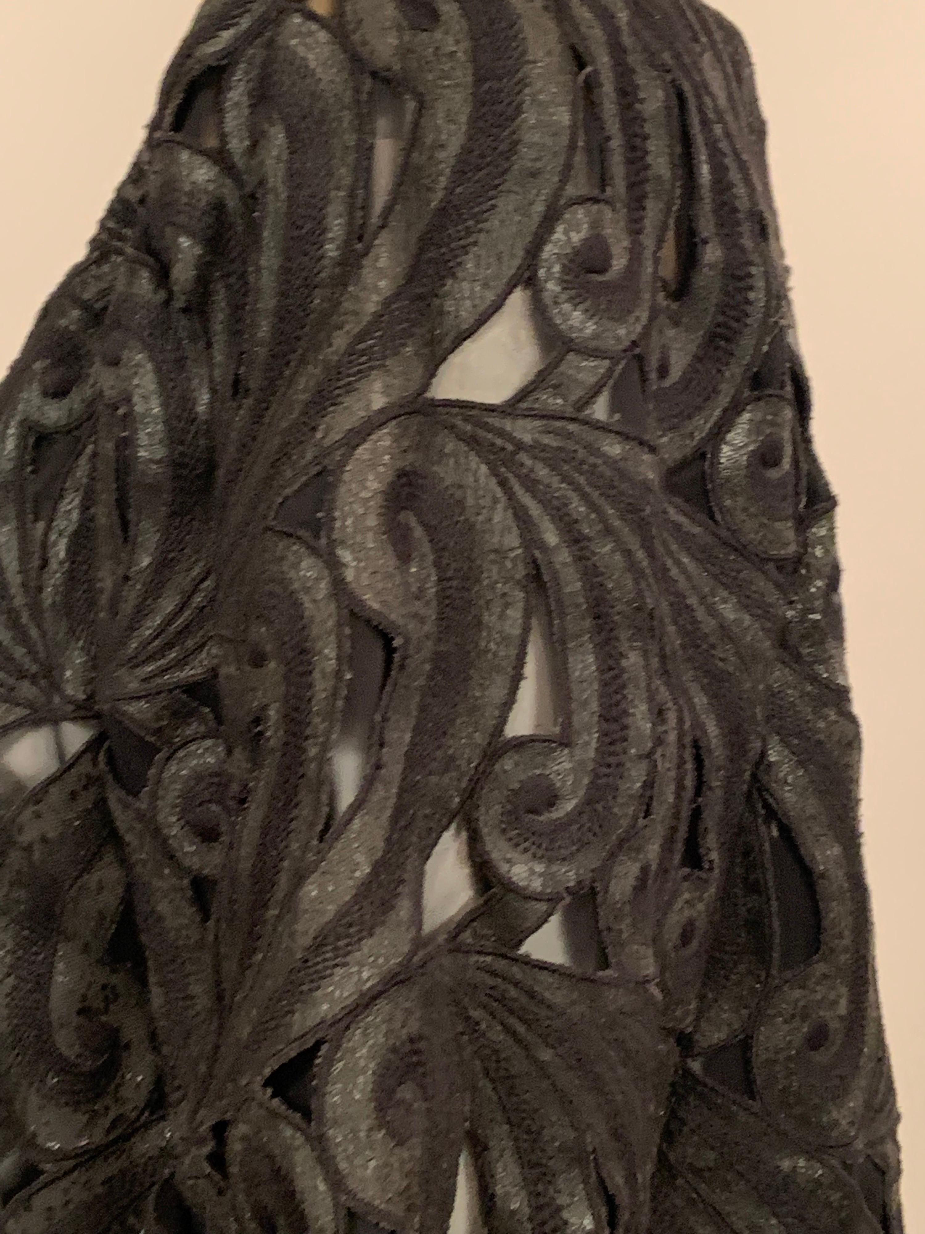 Women's Stavropoulus Black Distressed Leather and Silk Chiffon Jacket